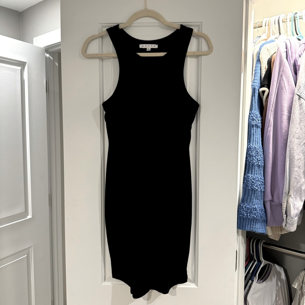 HYFVE Black Ribbed Halter Bodycon Mini Dress